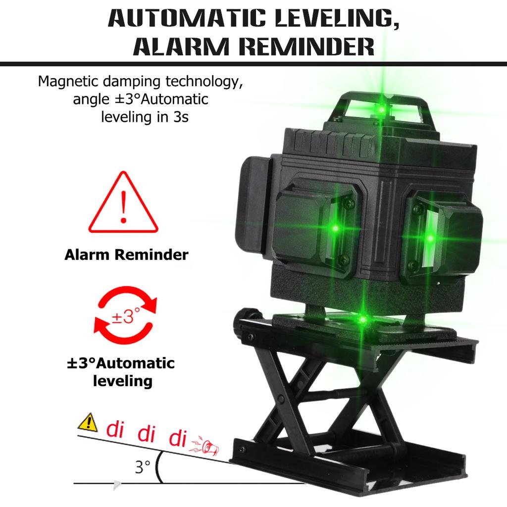 2400mAh 10 PCS 8/12/16 Green Line 4D Light Laser Level 360° Horizontal Vertical Cross Spirit Level Measure Tool Kit