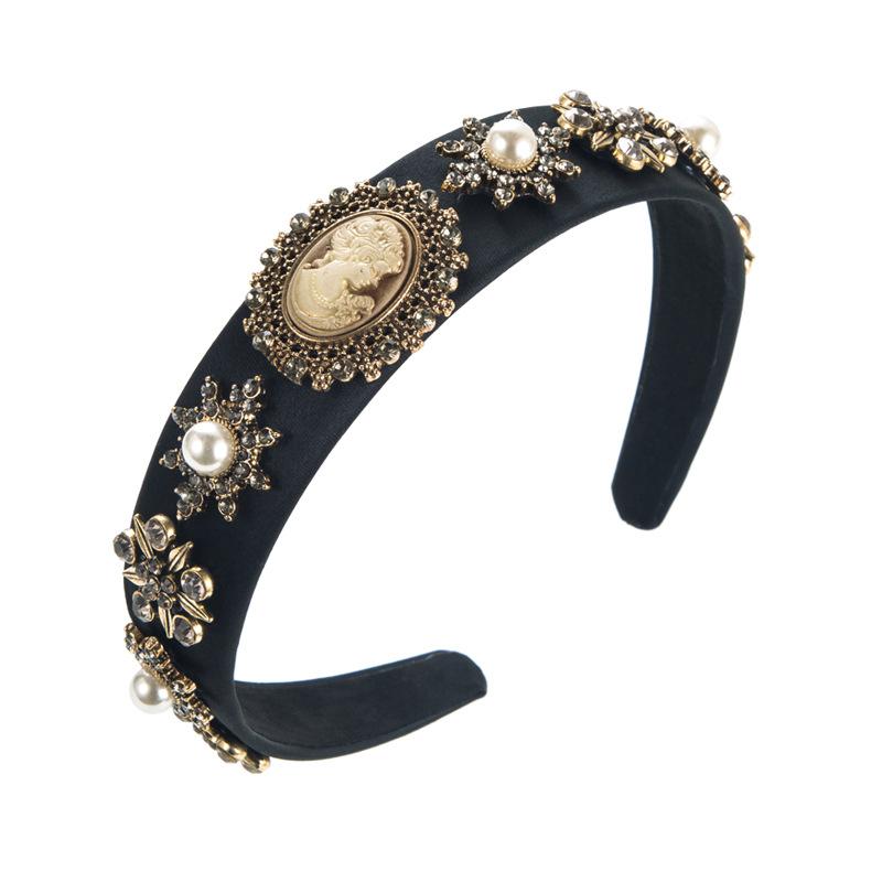 Hair Band Baroque Vintage Crystal Pearl Head Band Women's High Grade Beauty Hairhoop