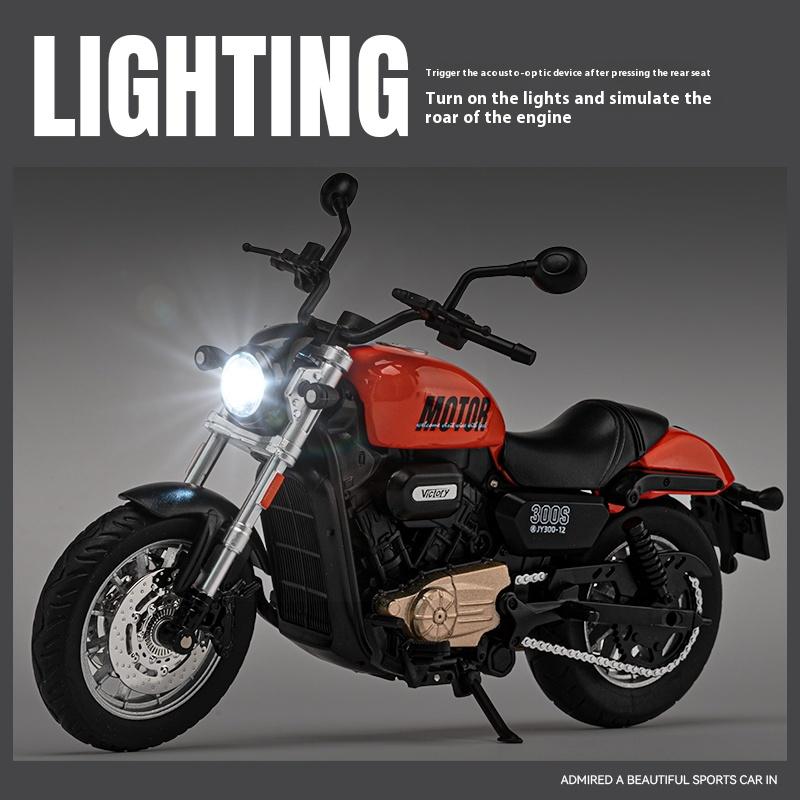1/12 Scale QJMOTOR SHAN 300S Off-Road Autocycle Alloy Die Cast Motorcycle Model Vehicle Sound & Light Collection Hobby Decoration Gift