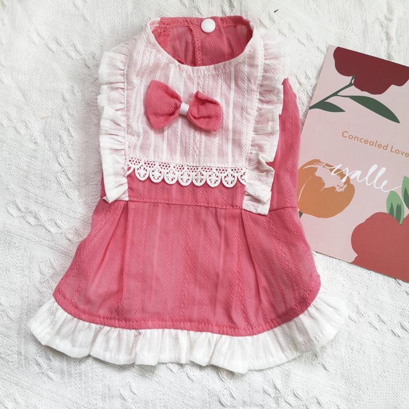 Pet Lotus Leaf Lace Dress Cat Ear Lace Dress Dog Summer Clothes Teddy Bears Schnauzer Small Puppy Spring/Summer Thin