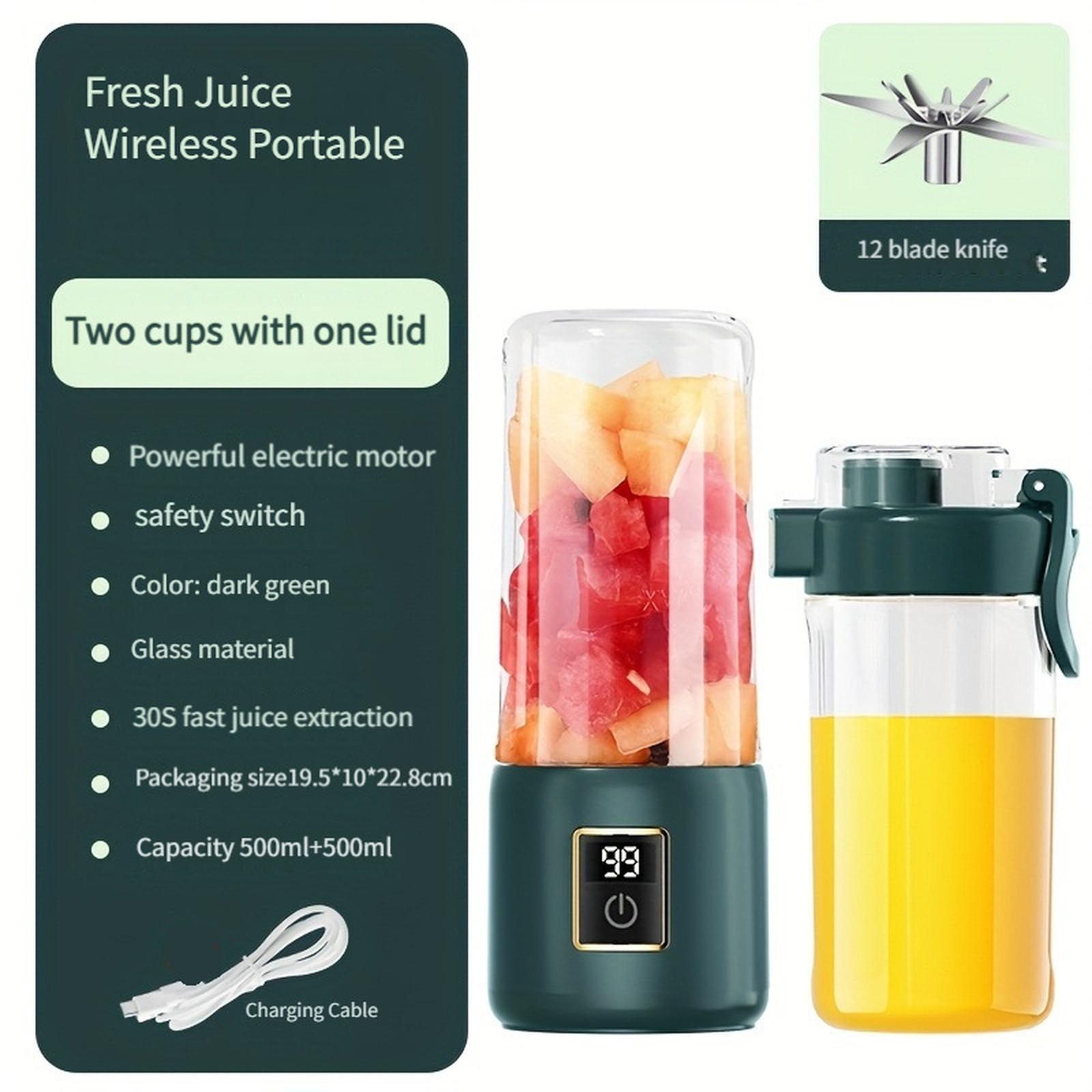 

Cordless Electric Juicer Cup Portable for Home Fresh Fruit Juice one size зелений