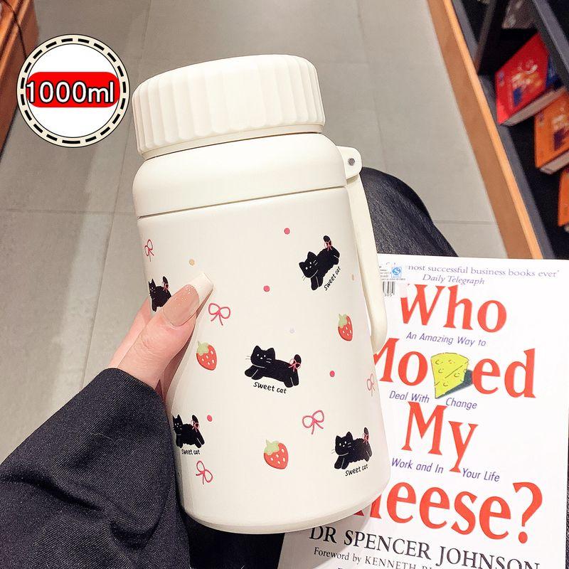 

Large-Capacity Insulated Cup for Women, Portable 316 Stainless Steel Water Cup, Cute and Stylish for Girls, with Tea Infuser Strawberry Cat 1000ml
