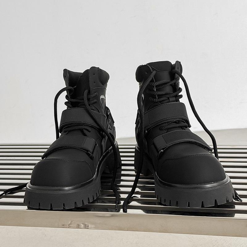 

Niche autumn new Velcro Martin boots functional wind deconstruction high-top locomotive wind boots heightening boots 44 чорний