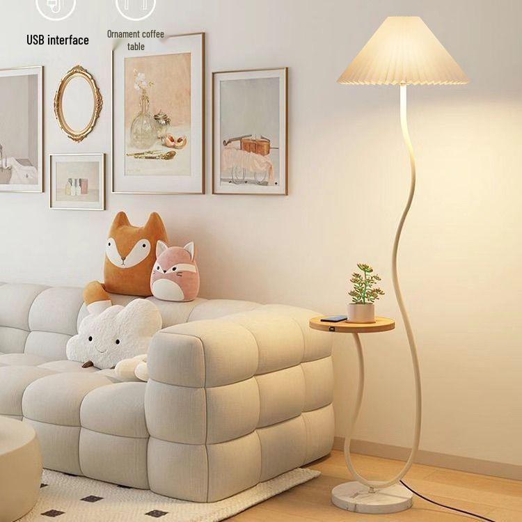 Multi-Function Floor Lamp with Wireless Charger & Coffee Table