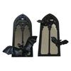 Gothic Arch Mirror Wood Arched Bat Wall Mirror for Halloween Desktop Holiday
