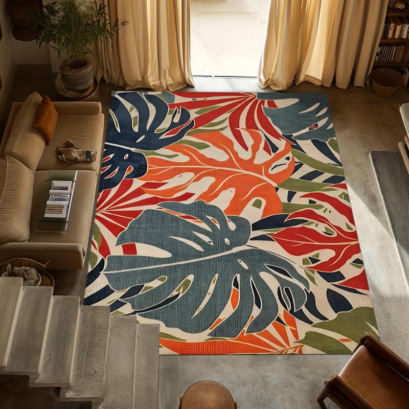 

Cute Cat Monstera Living Room Rug Modern Minimalist Home Decor Cat Leaf Pattern Carpet Soft Non-Slip Floor Mat for Bedroom 40X60cm