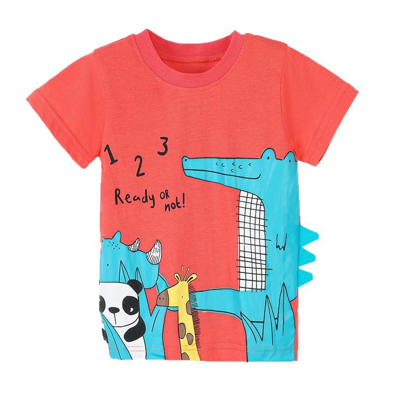 

New summer collection: boys’ short-sleeved T-shirt with a stylish dinosaur print, children’s round-neck top 140cm(8Y)