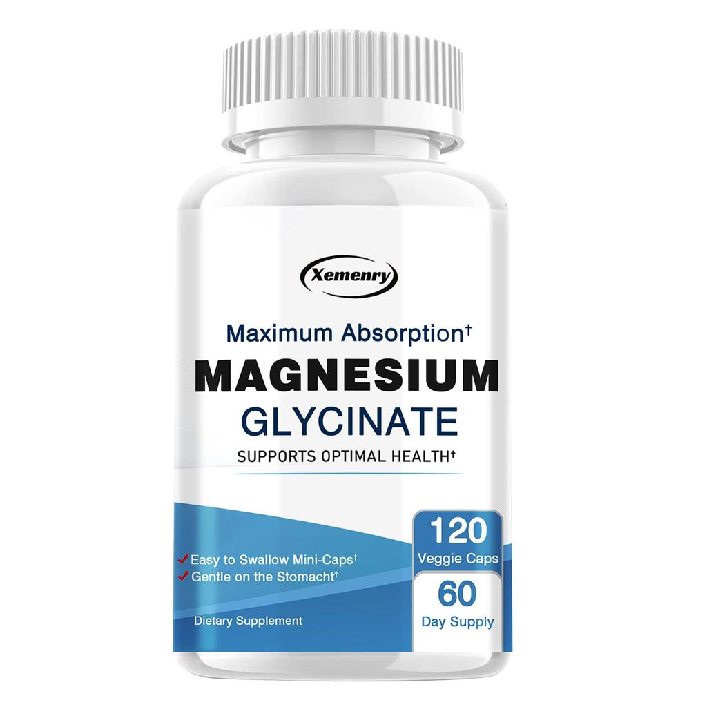 Kapseln mit hochreinem Glycin-Magnesium-Extrakt, rein natürlich, 120 Kapseln pro Packung, für Erwachsene geeignet.