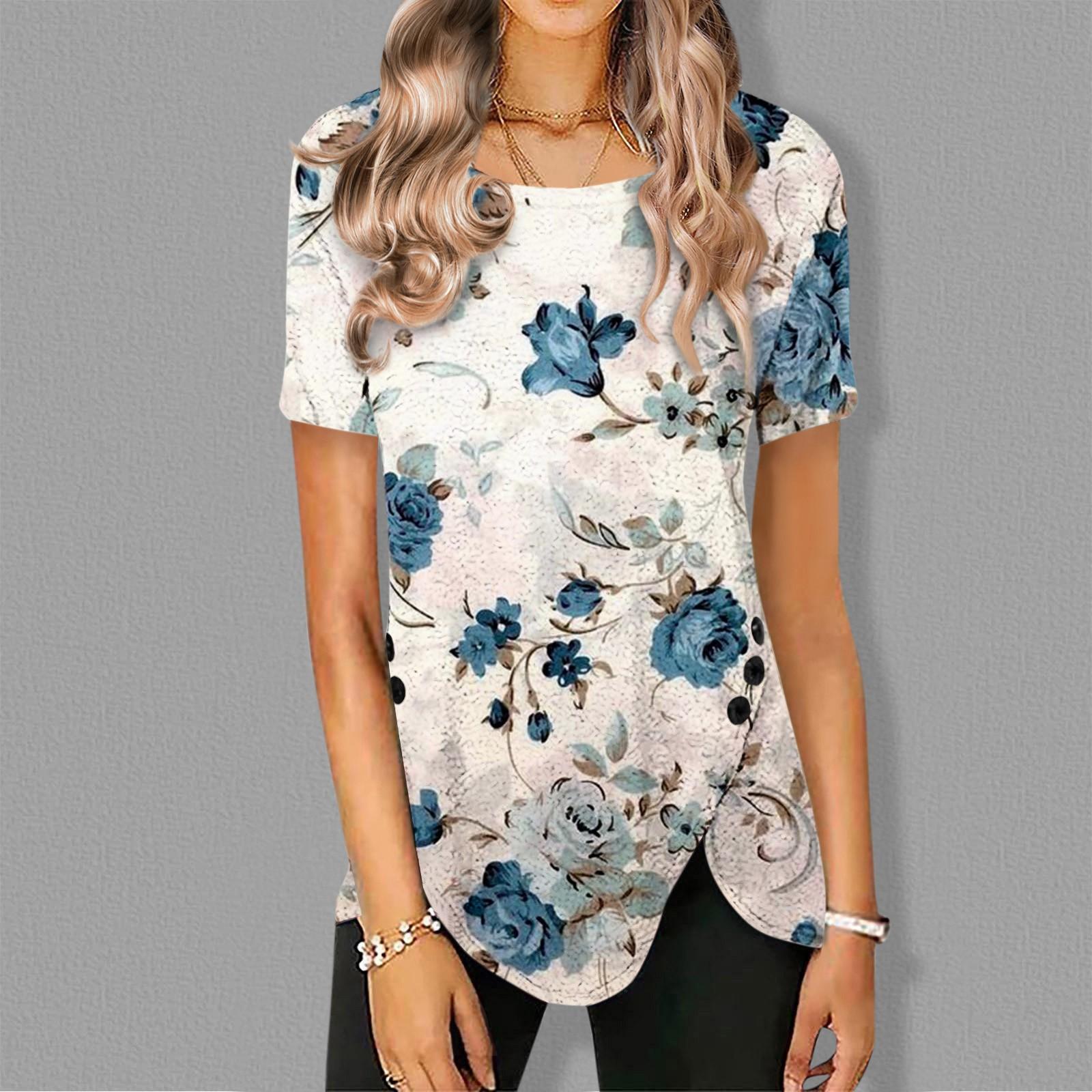 

Повседневные свободные топы с короткими рукавами, топы больших размеров, повседневные летние футболки на пуговицах для женщин XXL белый