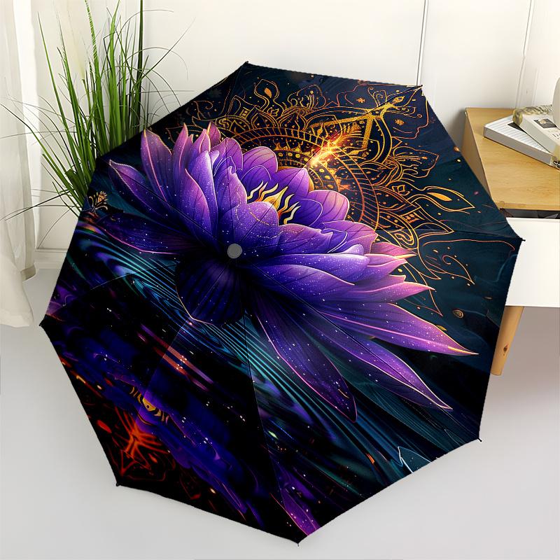 

Lotus Mandala Theme 8 Bone Hand Automatic Folding Fashion umbrella, Compact and Portable Design, A Perfect Gift for Birthday, Christmas or B