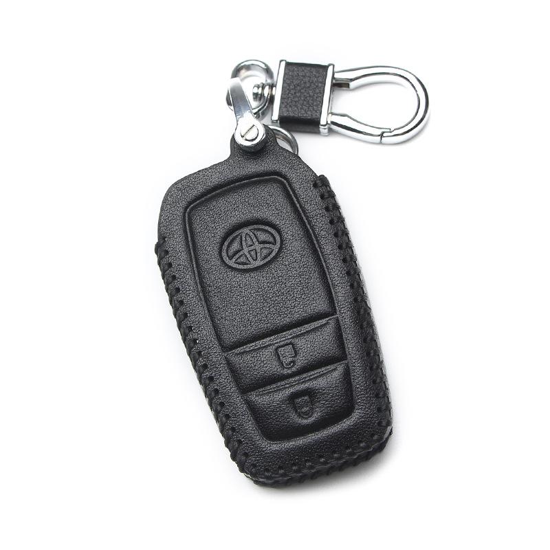 Leather Car Key Cover for 2017 Toyota Models: Corolla, Camry, Crown, Levin, Reiz, RAV4, Highlander