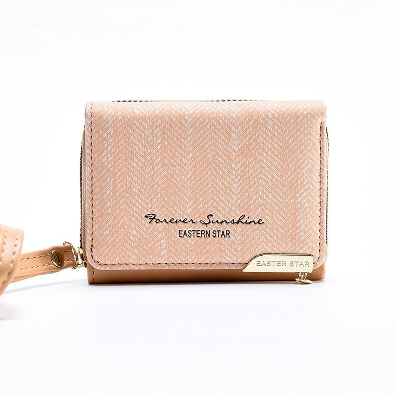 New Korean Style Women's Wallet Short Zipper Multi-card Pure Color Coin Wallet Wholesale Pu Material