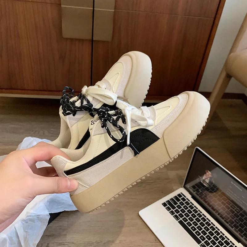 Sneakers da Donna con Suola Spessa 2024 Scarpe Casual Comode alla Moda Scarpe Basse Casual con Lacci per Camminare Tennis Scarpe Piatti da Donna