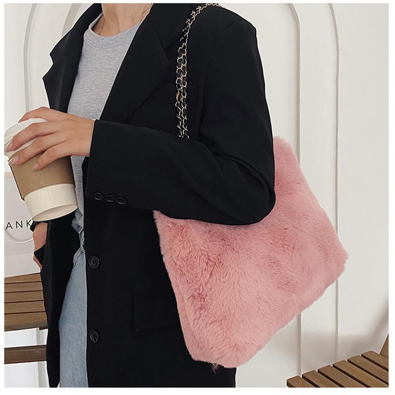 pink fluffy tote bolsa