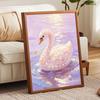 DIY Framed Pearl Painting Kit Elegant White Swan Pattern Sparkling Bead Canvas Art for Living Room Decoration Wall Hanging Craft Decor
