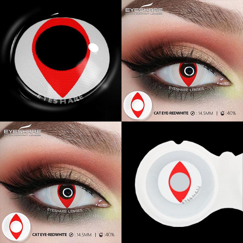 2Pcs Cosplay Contact Lenses for Eyes Colored Red Contacts Lens Cosmetic Black Pupil Lens Yearly Halloween White Lenses