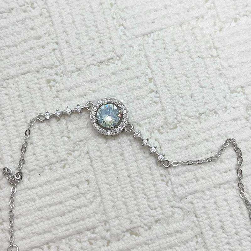 Fashion and Luxurious Chain Female Bangles New In Round Blue Zircon Bracelet for Women Suitable for Daily Fine  Gifts