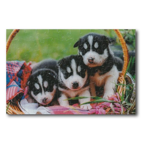

Crystal mini plastic puzzle 150-piece + 96-piece set, dog basket