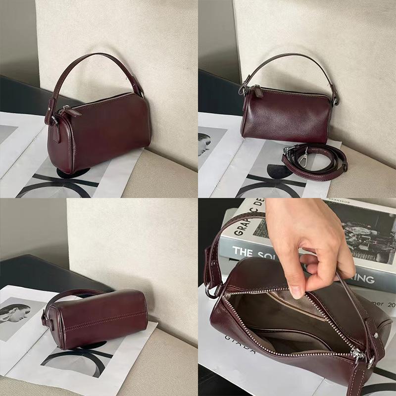 Mini Pillow Bag for Women 2025 New Vintage Cowhide Crossbody Underarm Bag Versatile Casual Fashion Cylinder Bag Trendy