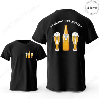 EQUIPO DEL NOVIO Tshirts Spanish Unisex Groom Squad Bachelor Party Beer Bottle Tie Graphic FrontBack Print Short Sleeve Tees