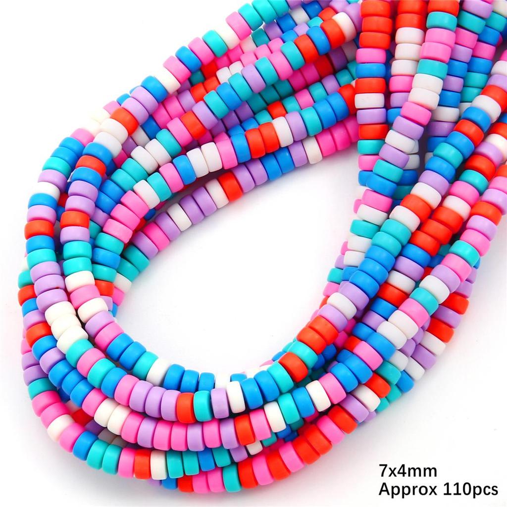 110pcs 7x4mm Flat Round Polymer Resin Clay Disk Handmade Beads For DIY Jewelry Making