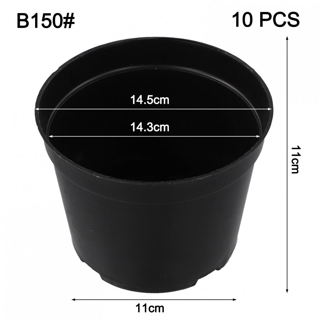 10PCS Set of Black Plastic Plant Pots for Indoor and Outdoor Use