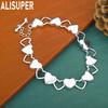 925 Sterling Silver Hollow Out Solid Double Heart Bracelet - Fashion Gift Jewelry