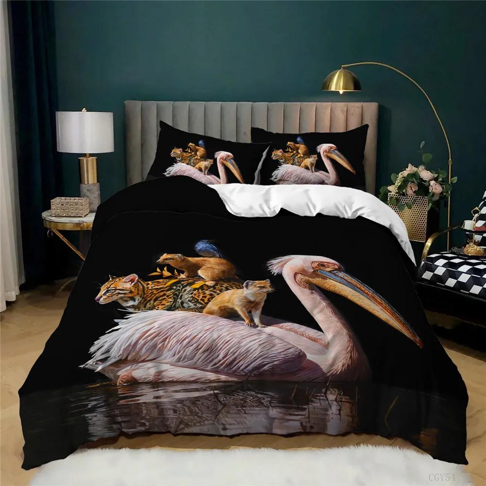 

Bedding Set Adults Winter Duvet Cover Set Ostrich Animal Kids,twin Full Queen King Bedroom Set Home Textile Bed Linens Sets New EU single(135x200cm)