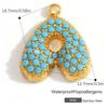 Capital A-Z Initial Letter Pendants Pave Blue Synthetic Stone Minimalist Jewelry Charm for DIY Craft Accessory