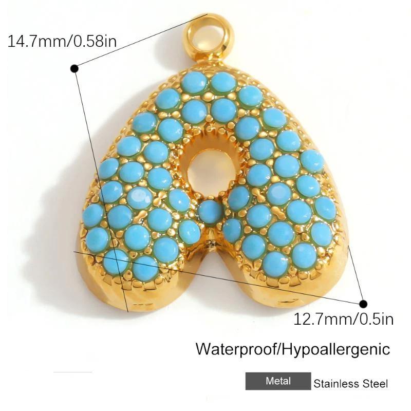 Capital A-Z Initial Letter Pendants Pave Blue Synthetic Stone Minimalist Jewelry Charm for DIY Craft Accessory