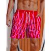 Летние 2024 Мужские шорты 3D-принт Полосатый Принт Пламя Board Shorts Купальные шорты На шнурке Дышащие Короткие Гавайские шорты