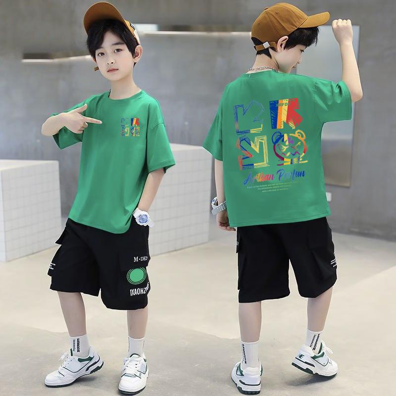 Summer New Children's Clothing Street Wear Printed Cartoon T-shirt Top T-shirt Children's Boys and Girls' Clothing Short Sleeve Round Neck T-shirt