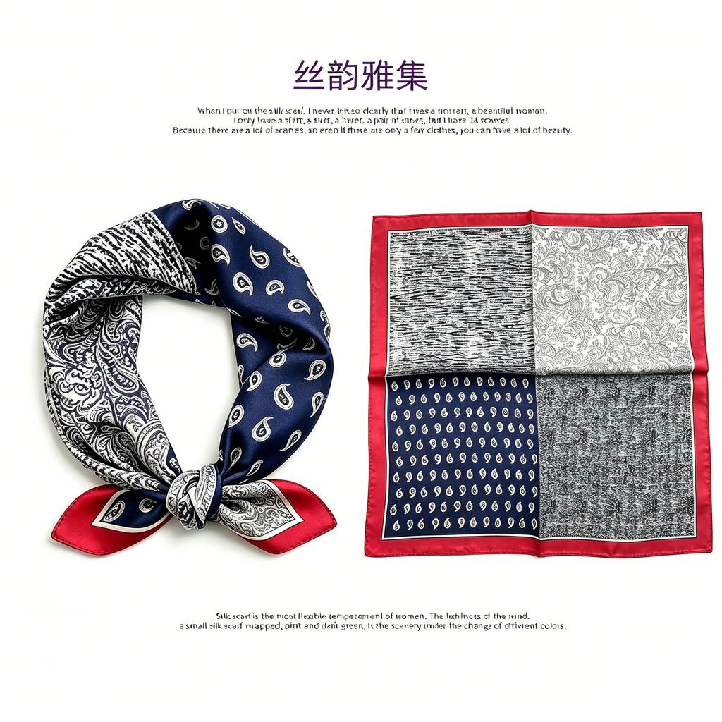 [111 Mulberry Silk] Spring and Autumn Versatile Colorful Scarf Small Scarf Silk Scarf 11cm Small Square Scarf Women