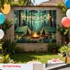 2D plane 1 piece of 2D plane printed forest campfire tent scene photography background polyester fabric