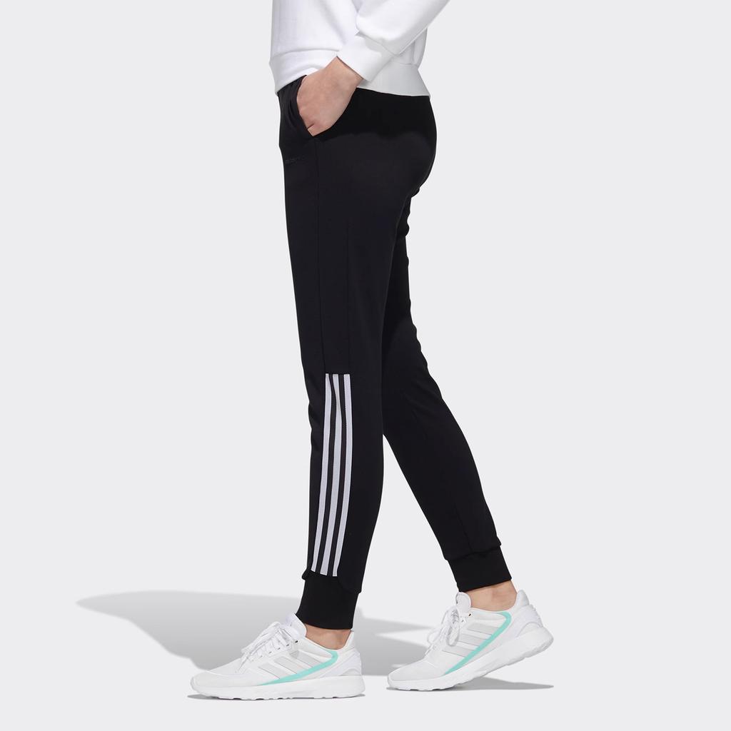 Adidas Neo Vintage Three-Stripe Color-Block Tapered Knit Sports Pants Women Pants Black GL6057