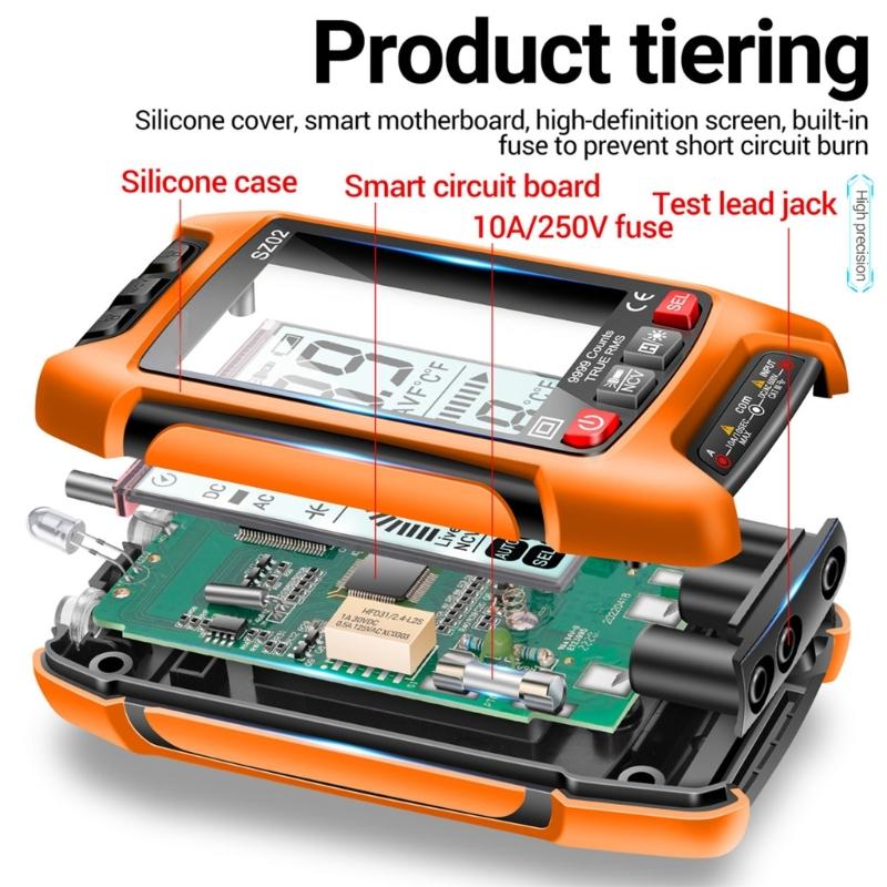 Digital Multimeter Voltage Current Resistance Tester with Flashlight NCV for Measuirng AC/for DC Voltage Current Frequen