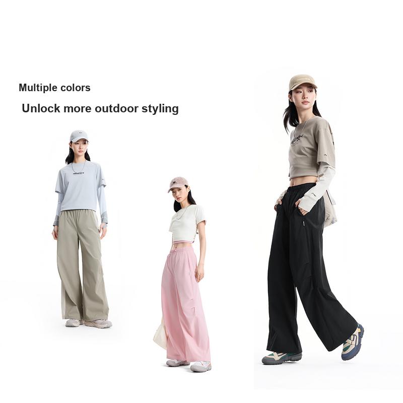 Li Ning Outdoor CF Quick Dry Cool Multi Pocket Straight Leg Cargo Pants Women Pants Black AYKW110-3