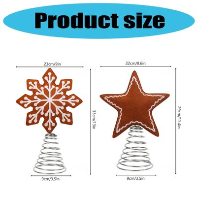 Felt Snowflake/Star Christmas Tree Toppers Handcrafted Festival Decoration Safe Indoor Outdoor Holiday Decorating Tool