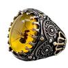 Viya Retro Zweifarbiger Herrenring mit Schwarzem Achat