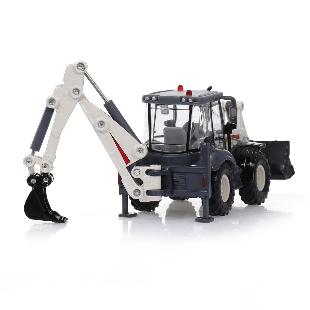 Alloy Diecast Excavator 1:50 4 Wheel Shovel Loader Two-way Forklift   Backhoe Loader Truck Model For Kids Gift Toys