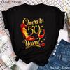 Cheers To 50 Years Graphic Print Tshirt Women Red High Shoes Lips Birthday Gift T Shirt Femme Gray Green Yellow Black T-Shirt