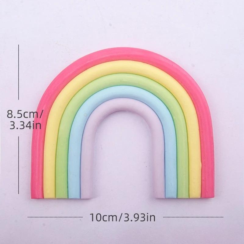 1Pcs Rainbow Cake Toppers 3 Colors Soft Pottery Colorful Macaron Rainbow Cake Decoration for Birthday Party Wedding Cake Decor