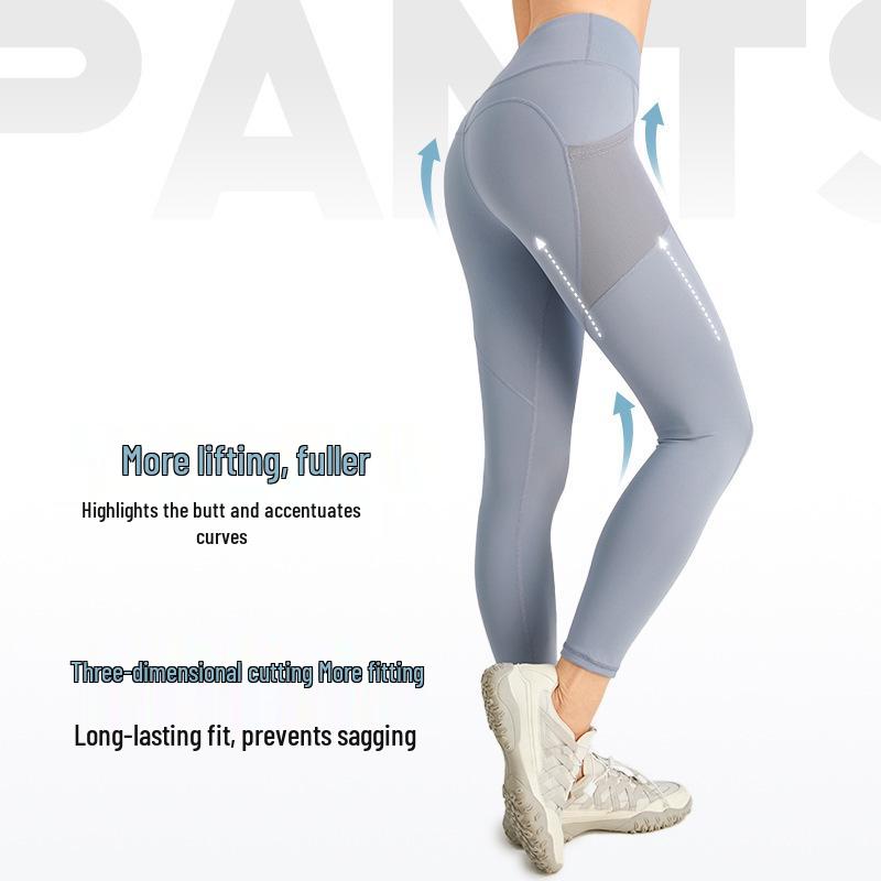 High-Waist Butt-Lifting Women's Yoga Pants with Side Pockets - Slim Fit, Leg-Slimming Fitness Leggings