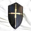 Medieval Crusader Shield Black and Gold Templar Cross Knight Armor Wall Decor Handmade