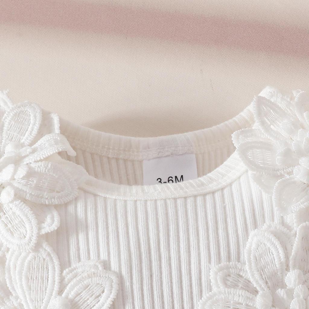 Set Abito da Battesimo Senza Maniche con Pizzo Floreale e Fascia per Bambina 2025