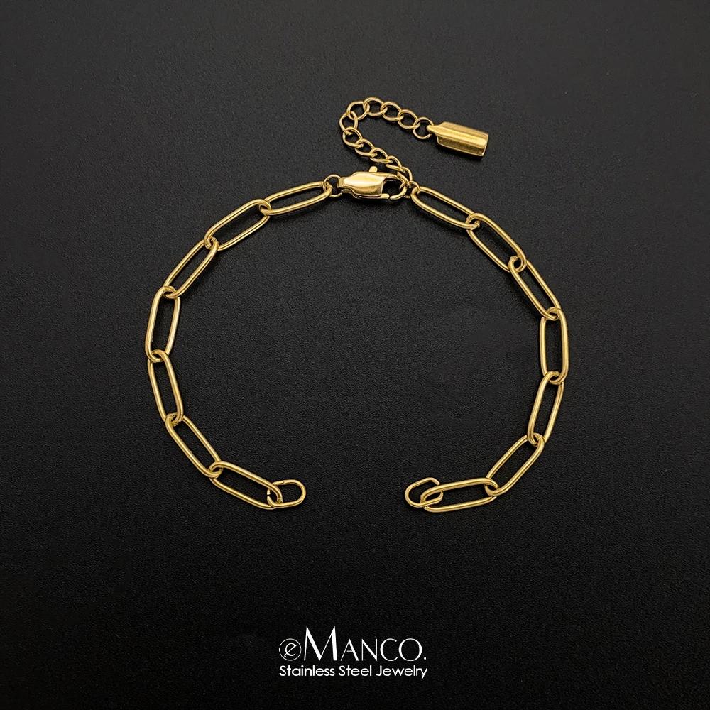 eManco Stainless Steel Semi-finished Charm Bracelet Round Wire Chain Adjustable Extension Chain Lobster Clasp for DIY Jewelry