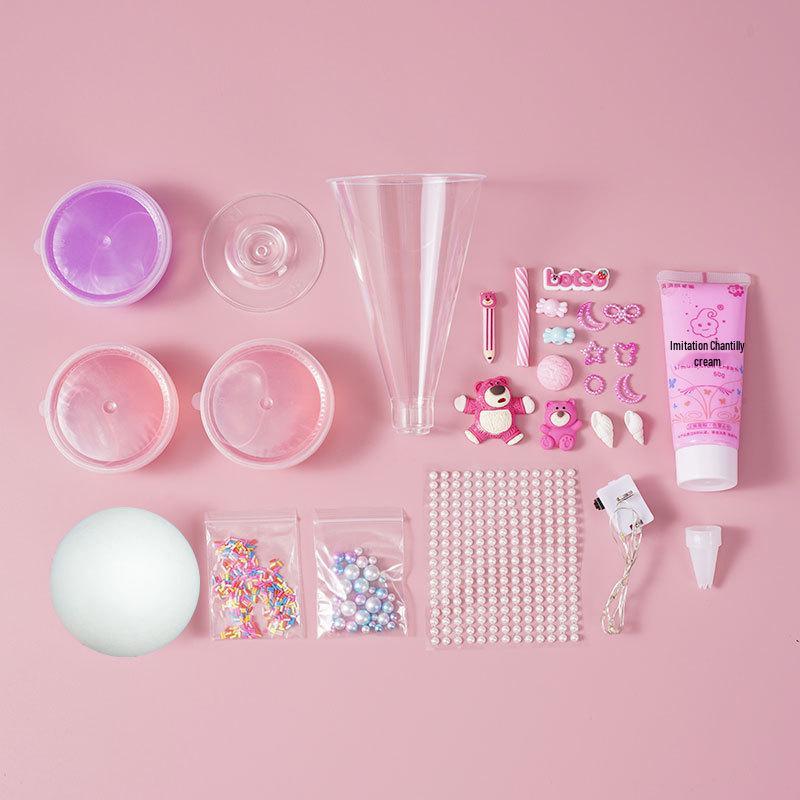 Kids' DIY Ice Cream Toy Set with Colored Clay & Crystal Mud