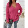 BITCED Women's Fashion Casual Solid Color Print Long Sleeve V Neck Blouses & Shirts