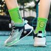 Boys' actual combat basketball shoes net surface non-slip running shoes 2024 new student rotating button sneakers