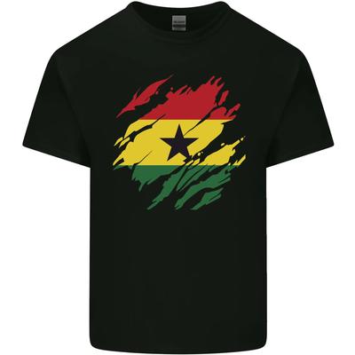 Zerrissene Ghana Flagge Ghanesischer Tag Fußball Herren Baumwoll T-Shirt Top